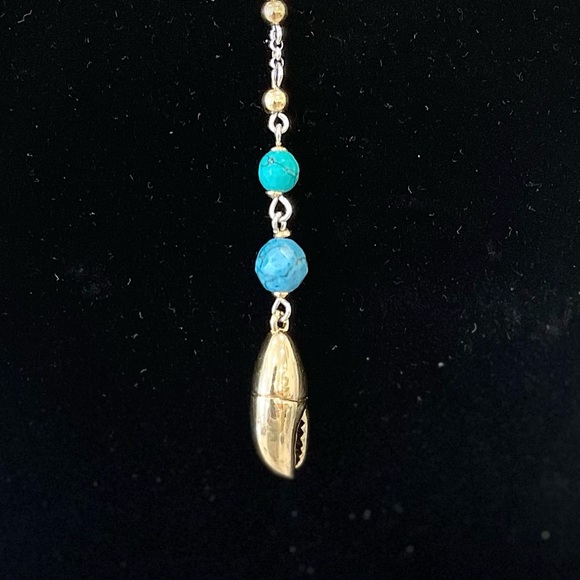 Cole Haan retired Two tone long Y necklace with precious stones and claw charm - Picture 3 of 7